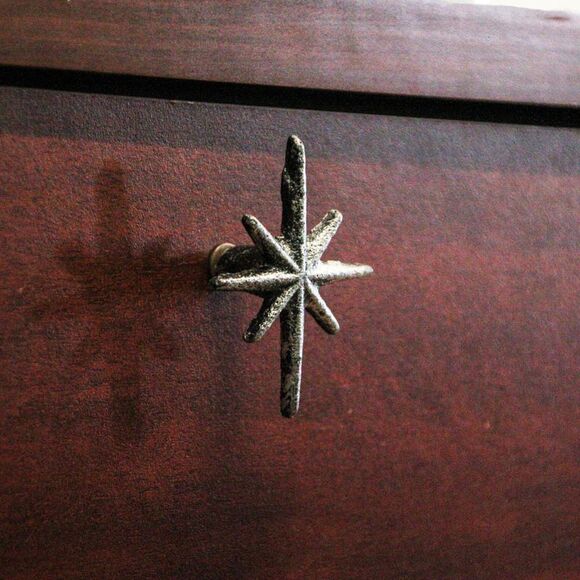 Set of 6 Antique Silver Finish Mid Century Modern Starburst Drawer Pulls Knobs - Picture 5 of 12